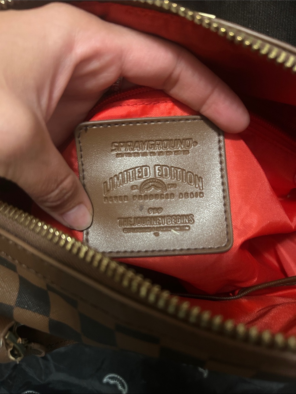 Brown Checkered Sprayground Tote - Picture 8 of 12